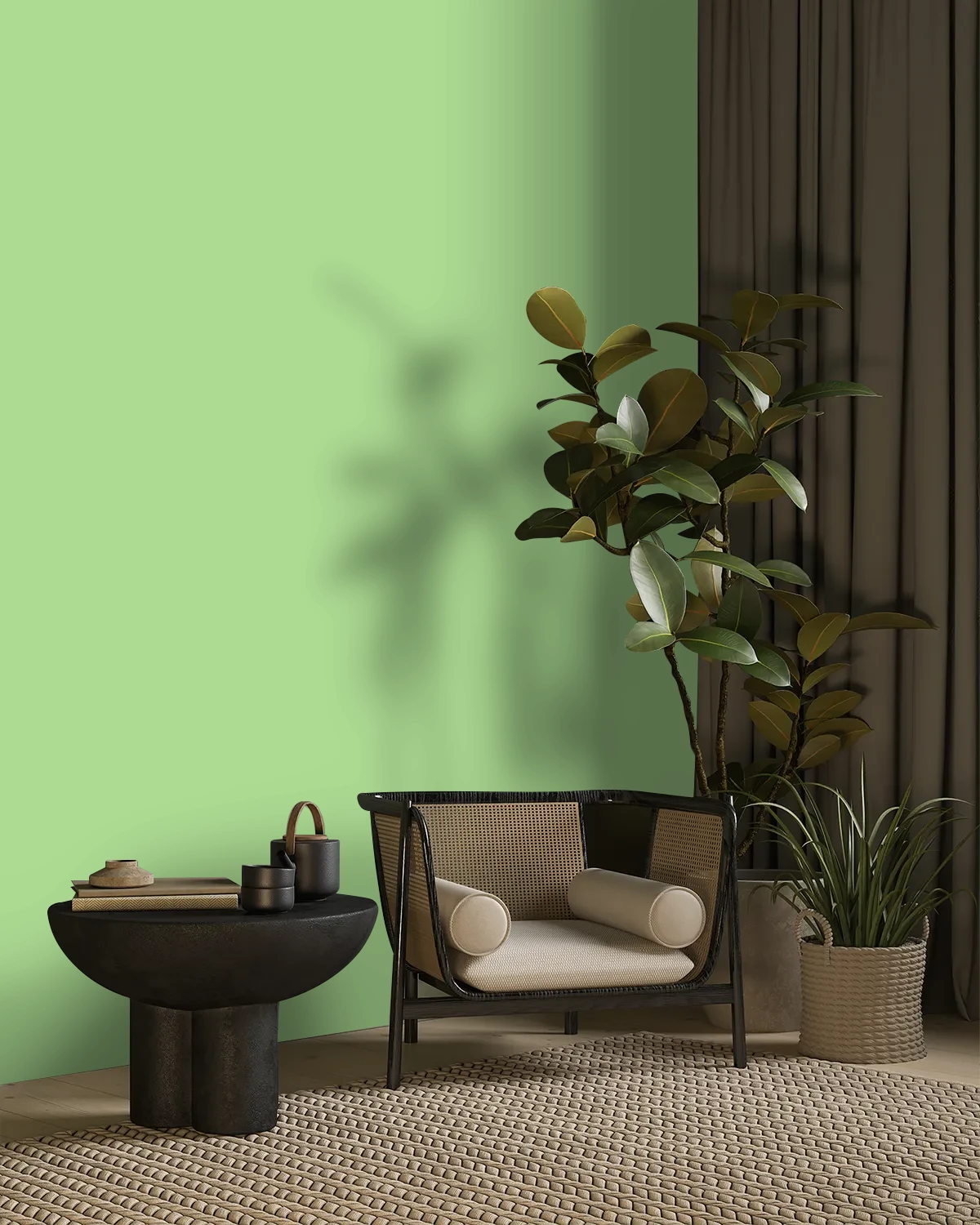 Nippon Paint's LIME FREEZE color on a beautifully decorated wall.