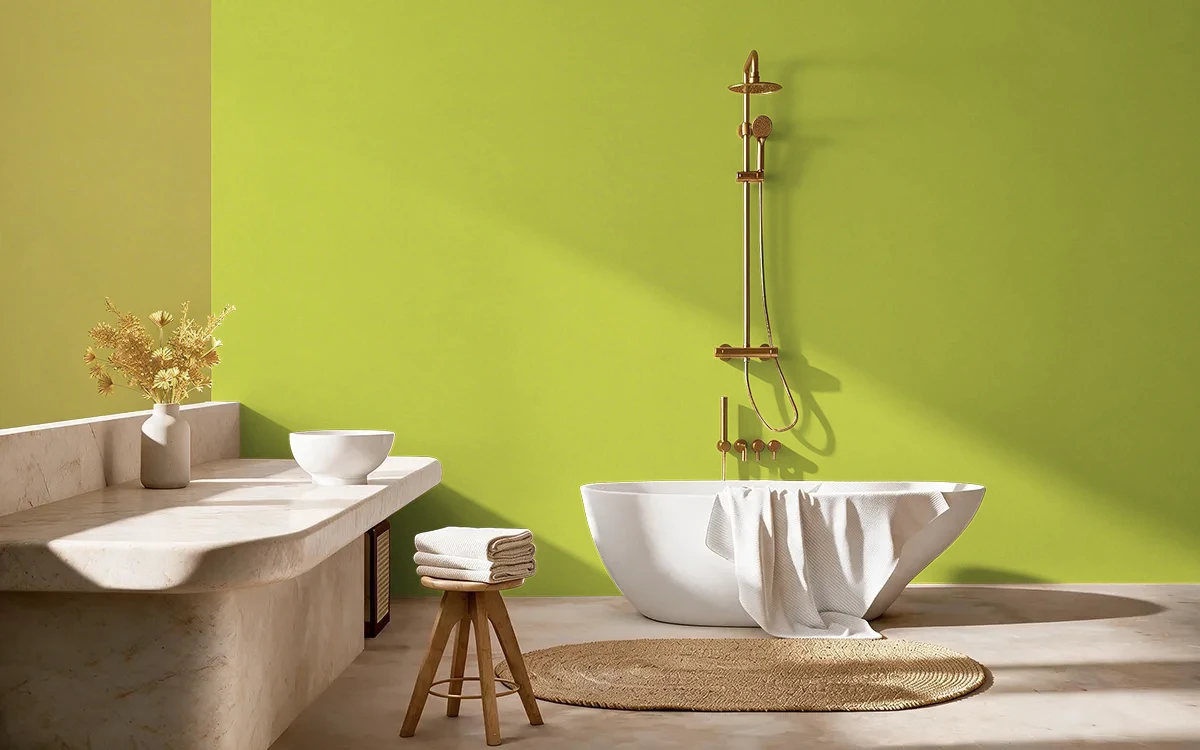 Nippon Paint's LIME HOUSE color on different wall surfaces.