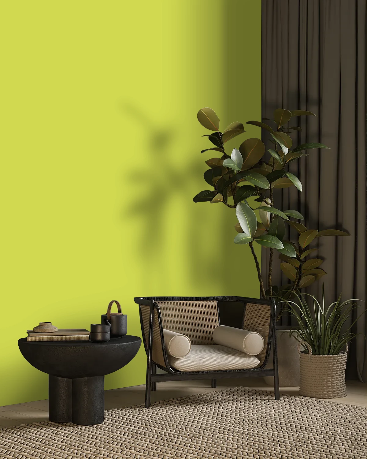 Nippon Paint's LIME HOUSE color on a beautifully decorated wall.