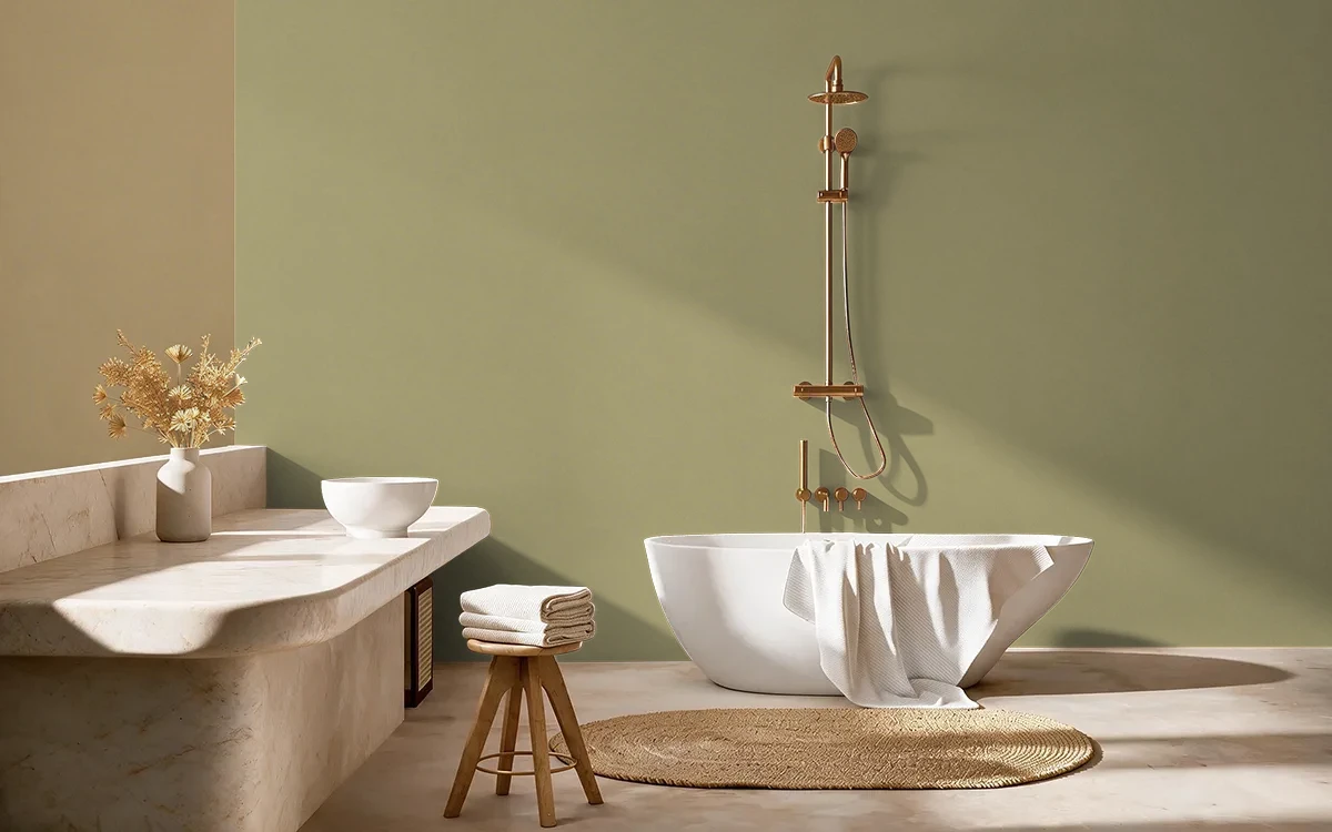 Nippon Paint's LIME LUSH color on different wall surfaces.