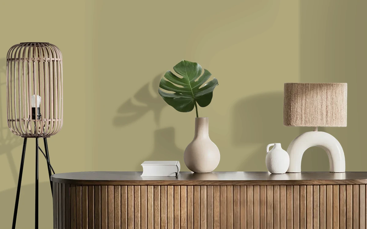 Nippon Paint's LIME LUSH color on different wall surfaces.