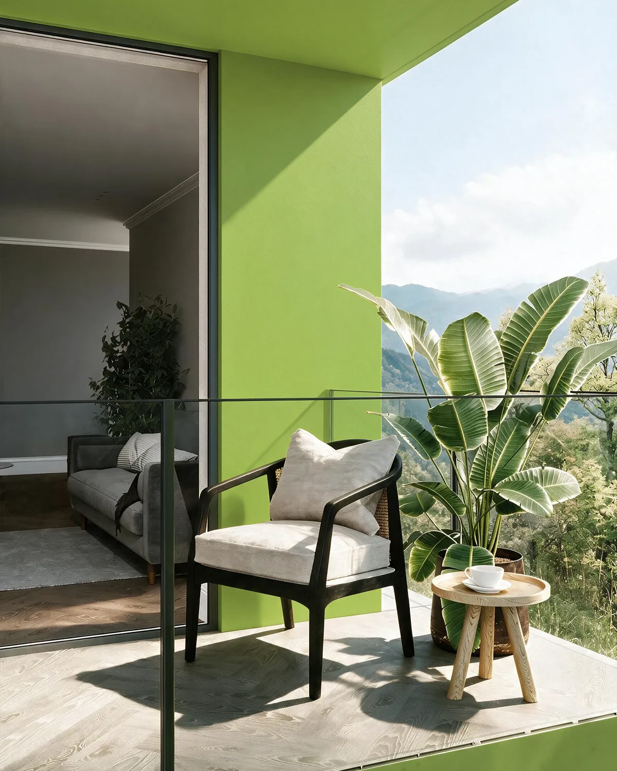 Nippon Paint's LIME PUNCH color on a beautifully decorated wall.