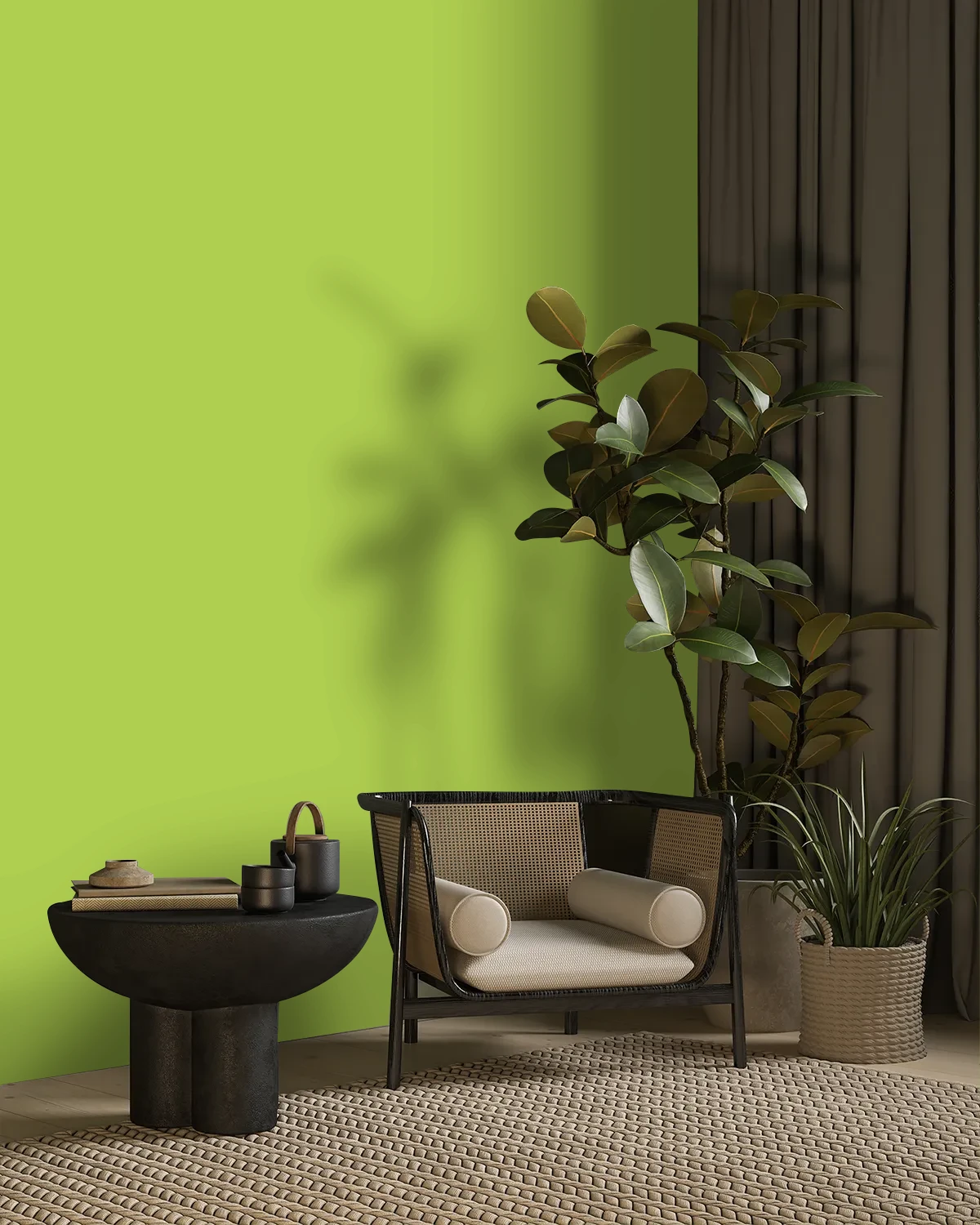 Nippon Paint's LIME PUNCH color on a beautifully decorated wall.