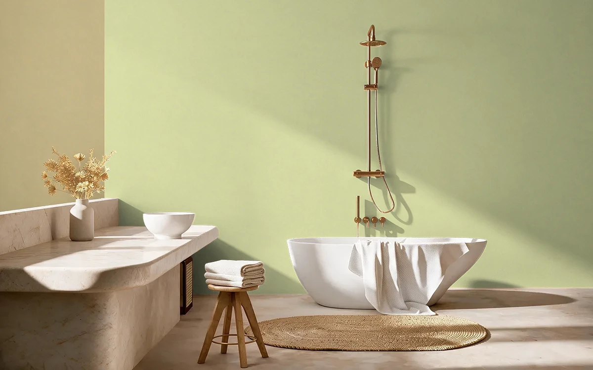Nippon Paint's LIME SODA color on different wall surfaces.