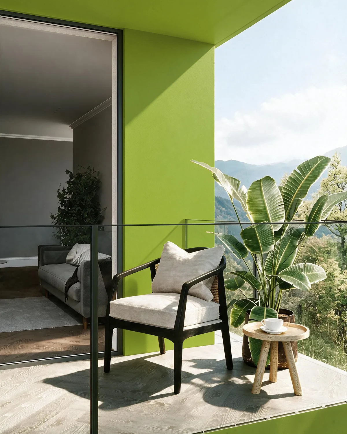 Nippon Paint's LIME TIME color on a beautifully decorated wall.