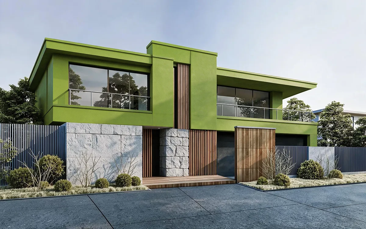 Nippon Paint's LIME TIME color on different wall surfaces.