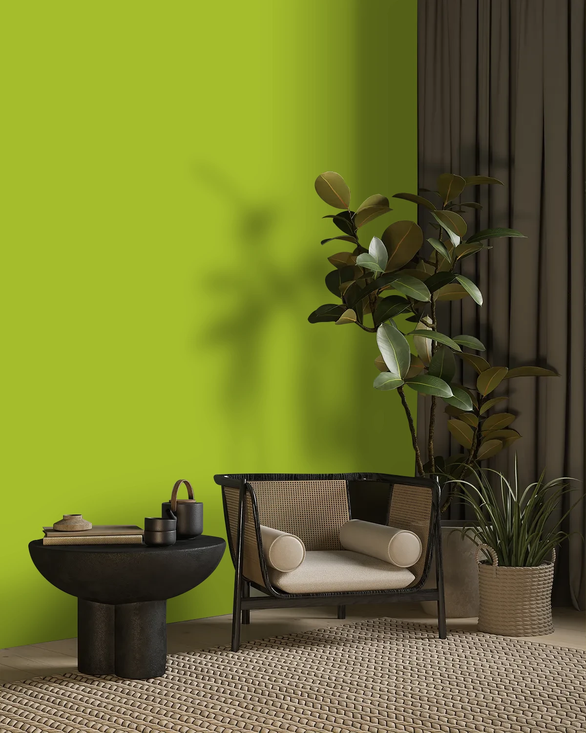 Nippon Paint's LIME TIME color on a beautifully decorated wall.