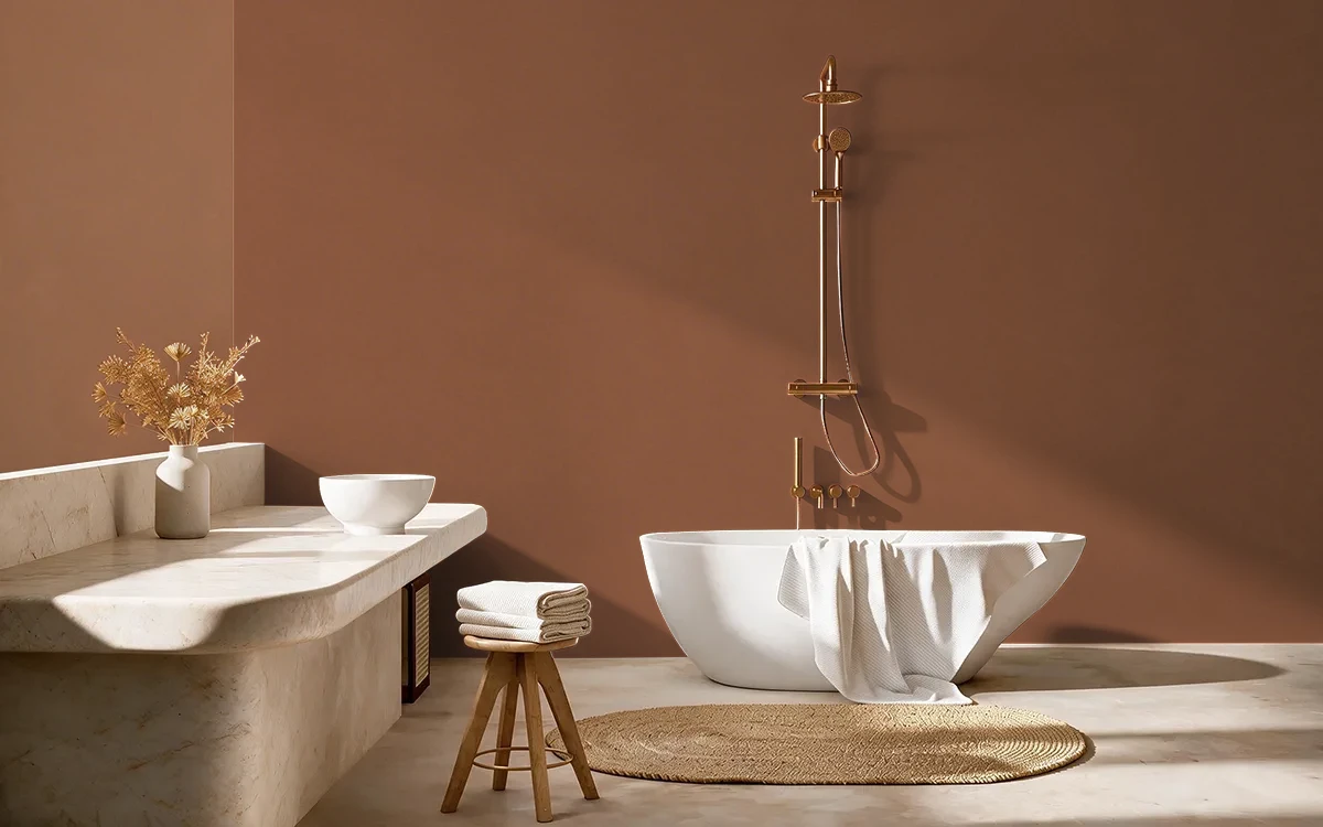 Nippon Paint's LITTLE COFFEE TABLE color on different wall surfaces.