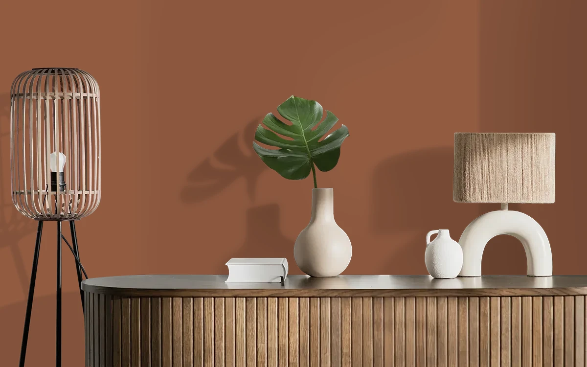 Nippon Paint's LITTLE COFFEE TABLE color on different wall surfaces.