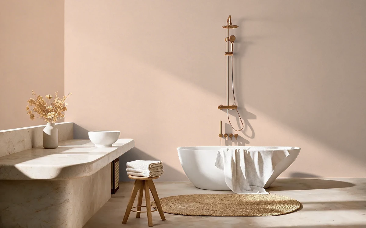 Nippon Paint's LITTLE CUPCAKES color on different wall surfaces.