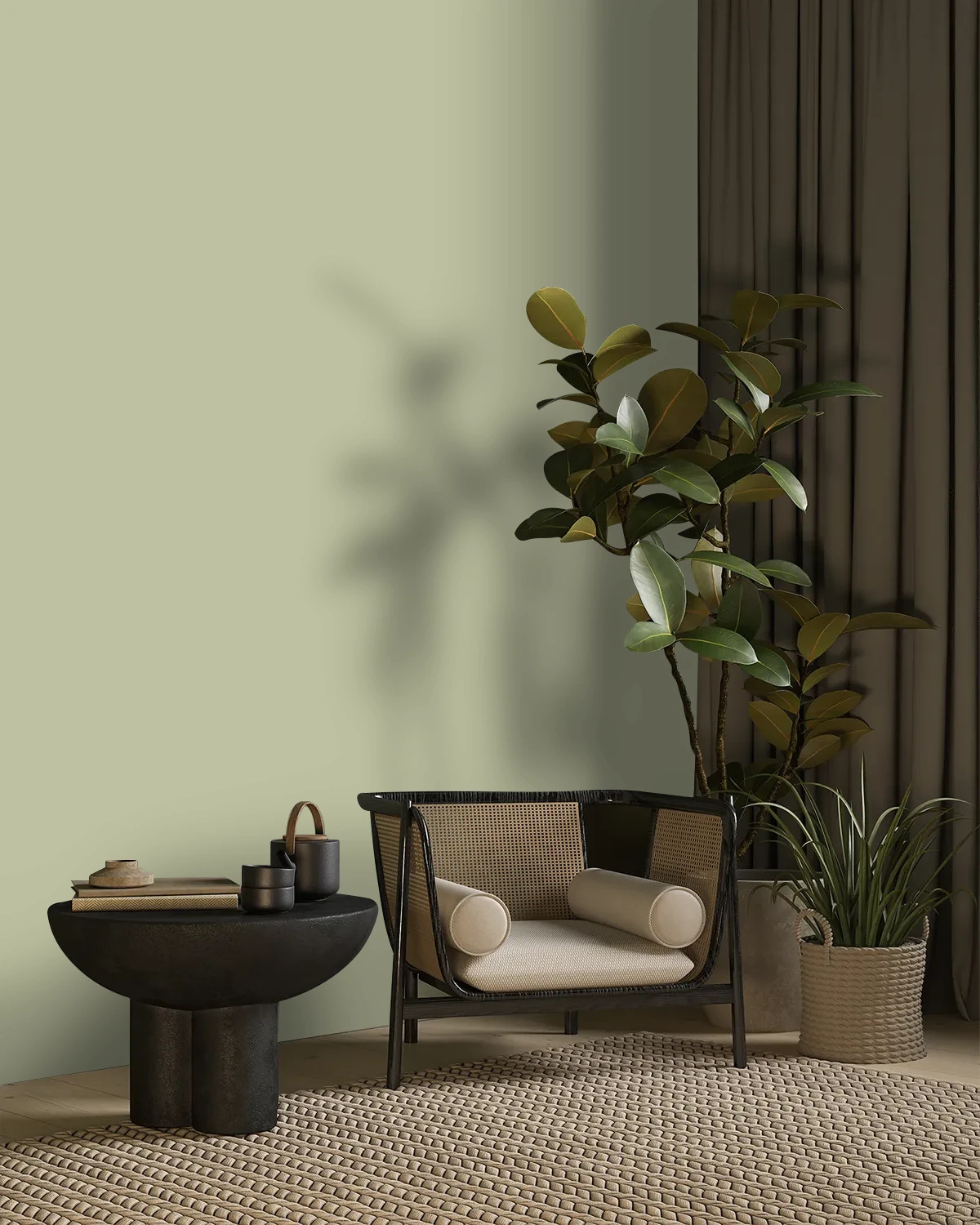Nippon Paint's LITTLE GARDEN color on a beautifully decorated wall.