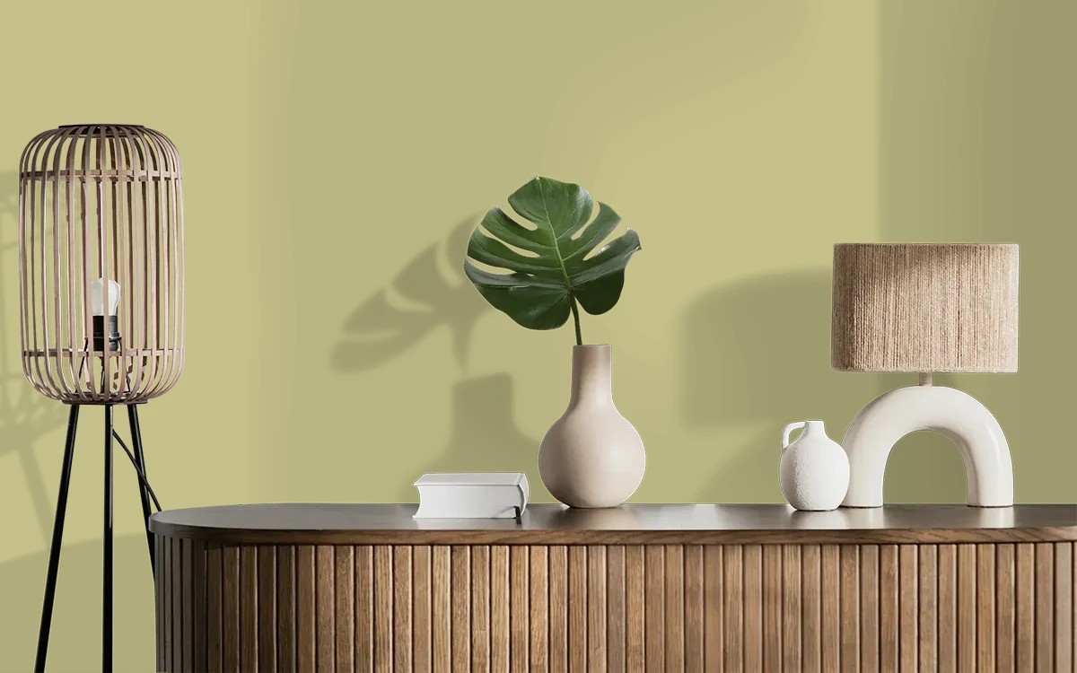 Nippon Paint's LITTLE ISLE color on different wall surfaces.