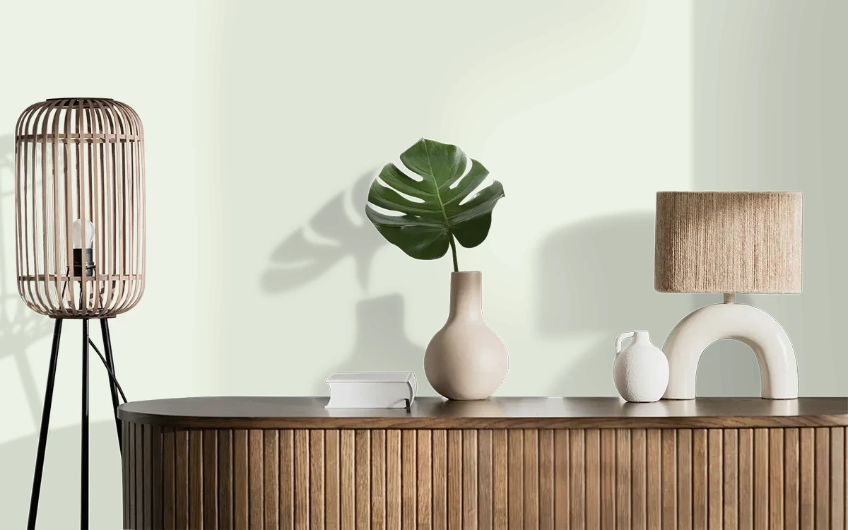 Nippon Paint's LITTLE KIWI color on different wall surfaces.