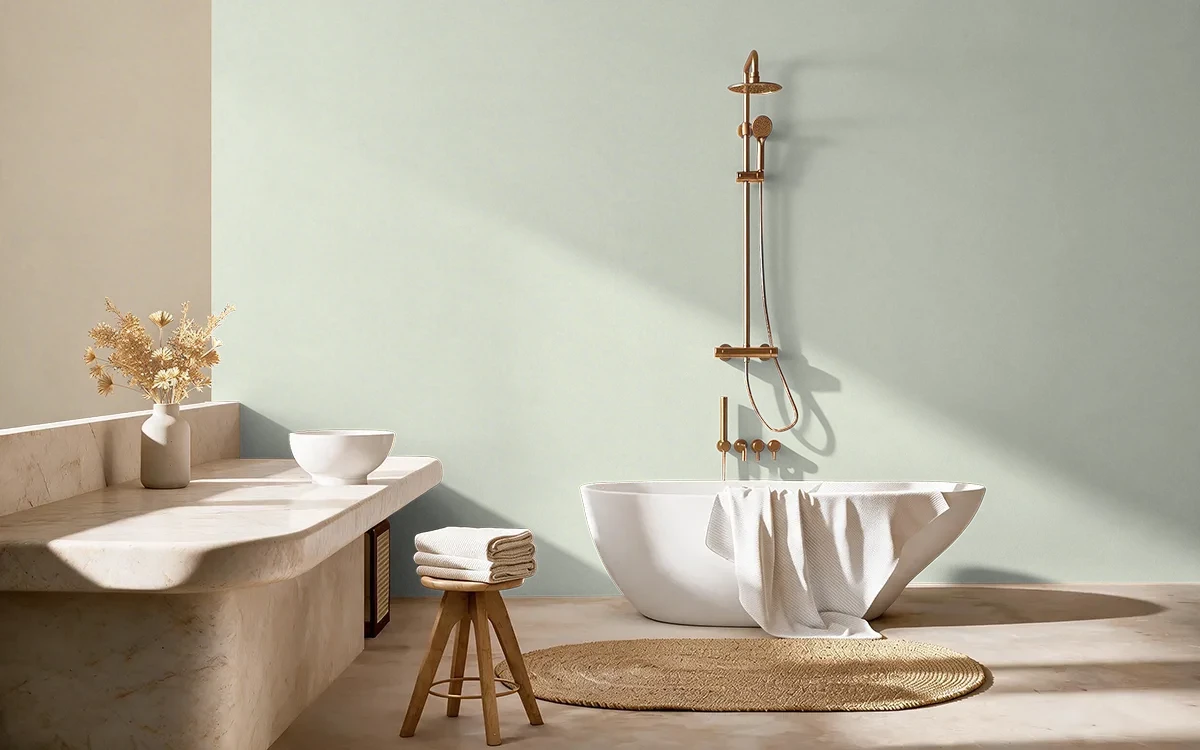 Nippon Paint's LITTLE KIWI color on different wall surfaces.
