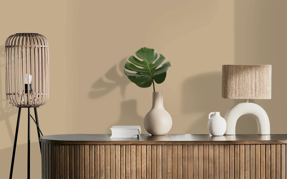Nippon Paint's LITTLE LABRADOR color on different wall surfaces.