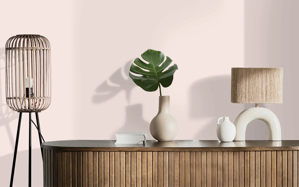 Nippon Paint's LITTLE SWEETHEARTS color on different wall surfaces.