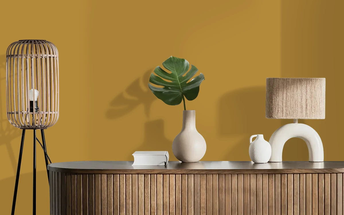 Nippon Paint's LONG SHADOWS color on different wall surfaces.