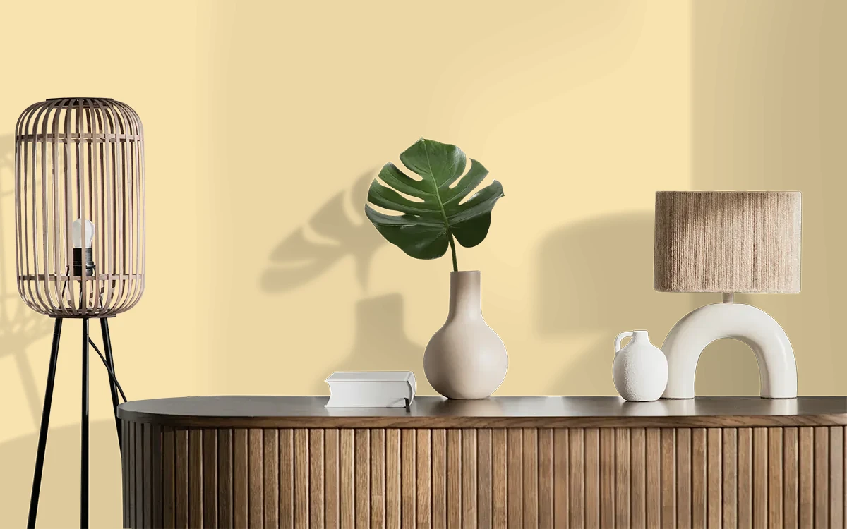 Nippon Paint's LOTUS BUD color on different wall surfaces.