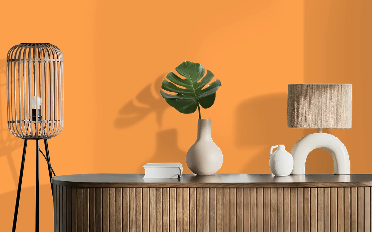 Nippon Paint's LOUD CHEER color on different wall surfaces.