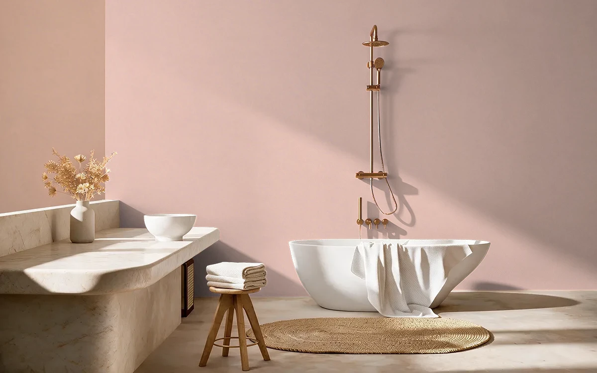 Nippon Paint's LOVER'S HUG color on different wall surfaces.