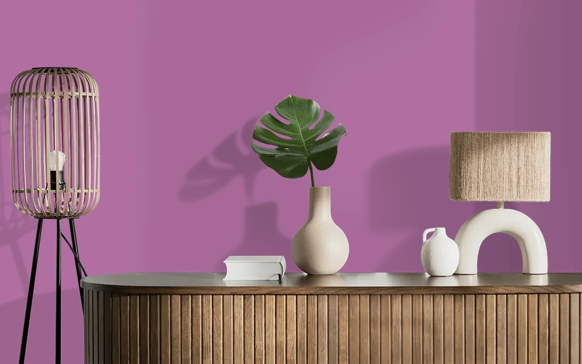 Nippon Paint's LUSCIOUS LIPS color on different wall surfaces.