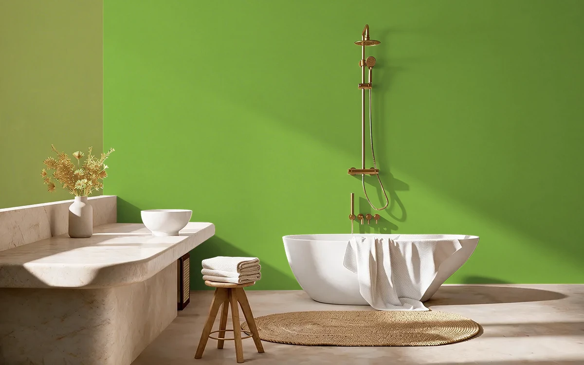 Nippon Paint's LUSH FOILAGE color on different wall surfaces.