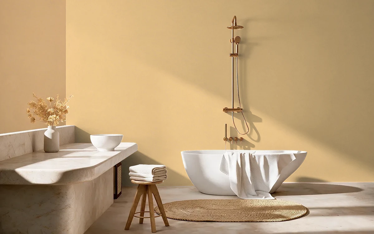 Nippon Paint's MADARINA color on different wall surfaces.