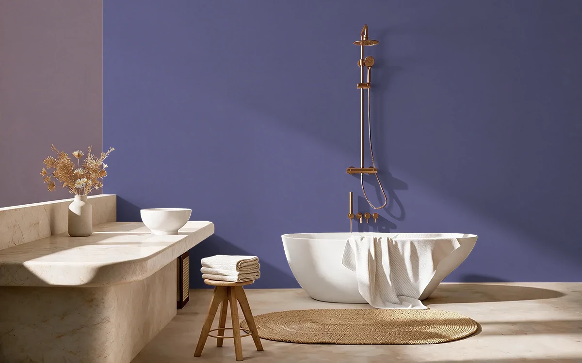 Nippon Paint's MAGNIFICENT PURPLE color on different wall surfaces.