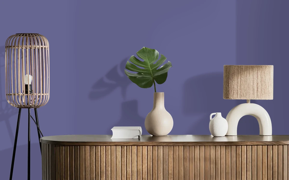 Nippon Paint's MAGNIFICENT PURPLE color on different wall surfaces.