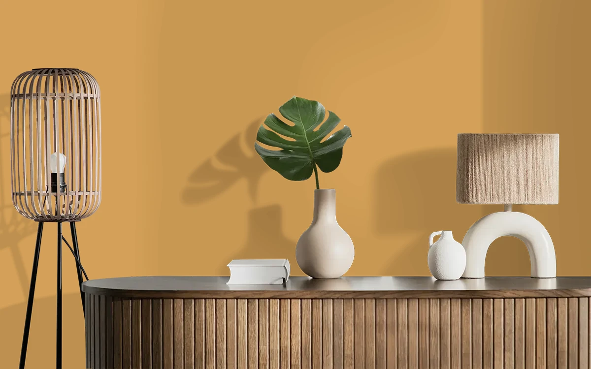 Nippon Paint's MANDARIN MAGIC color on different wall surfaces.