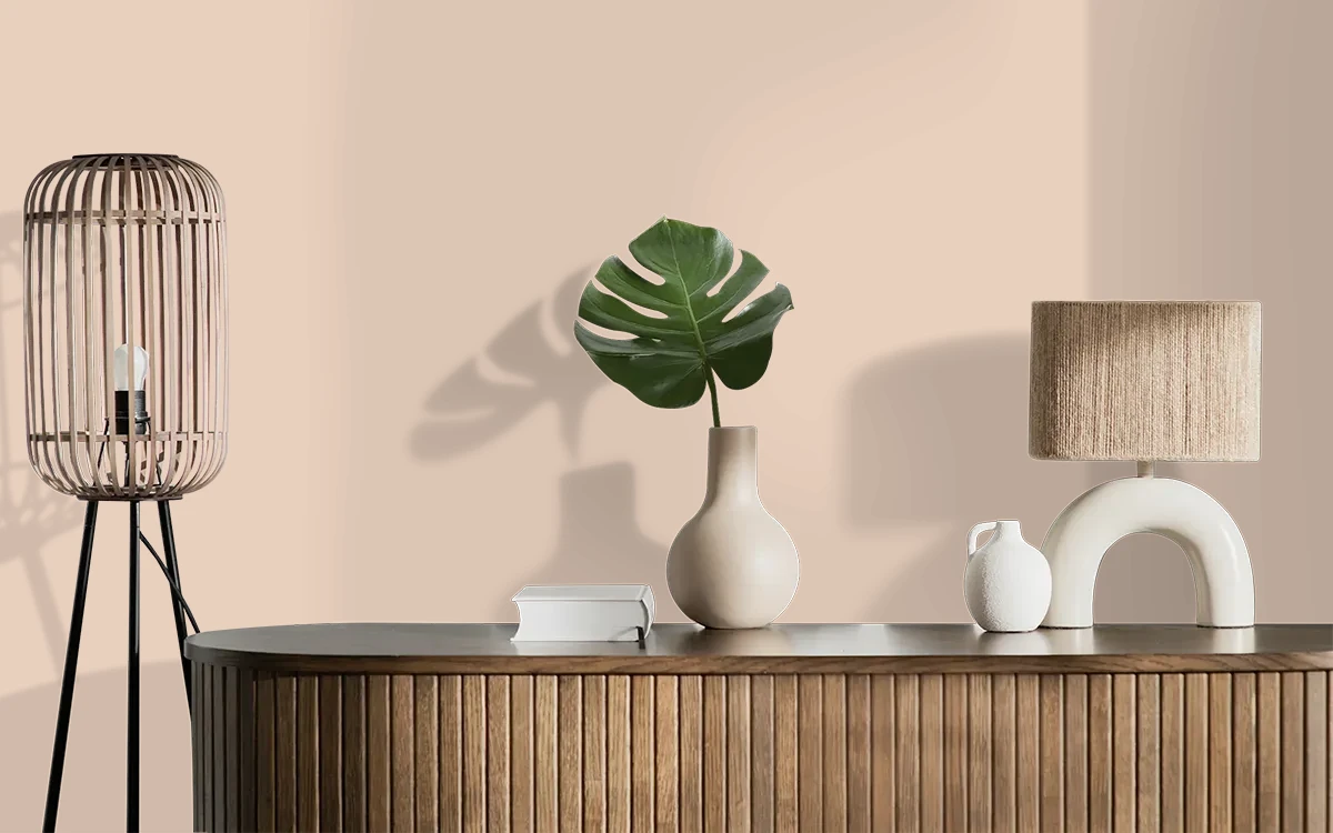 Nippon Paint's MANDARIN MIST color on different wall surfaces.