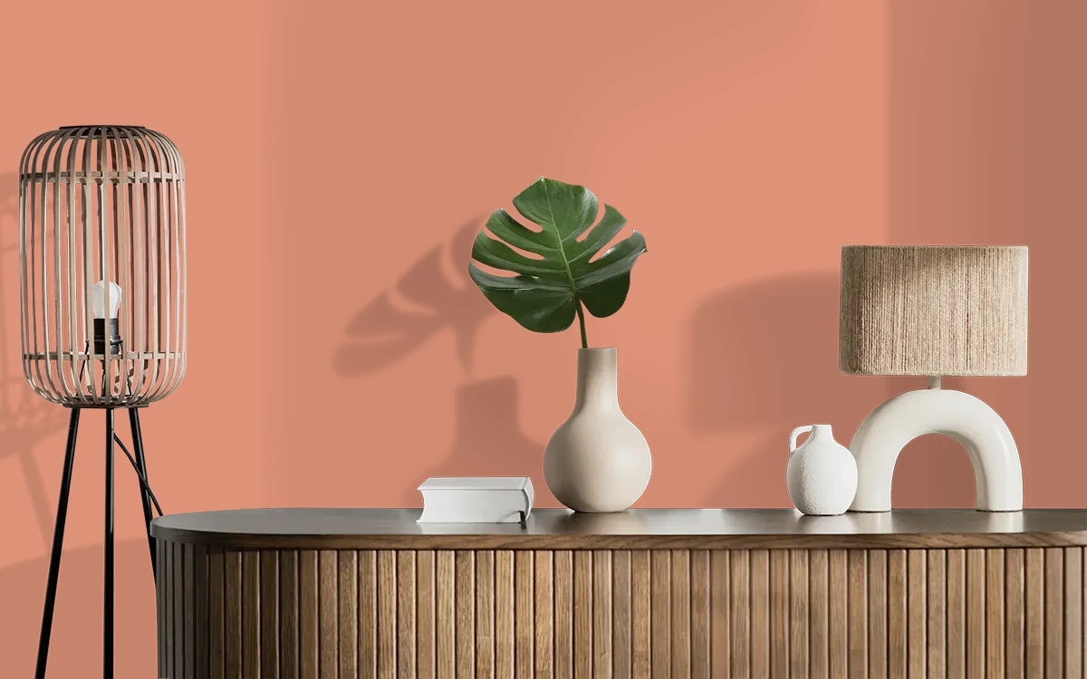 Nippon Paint's MANGO HUES color on different wall surfaces.
