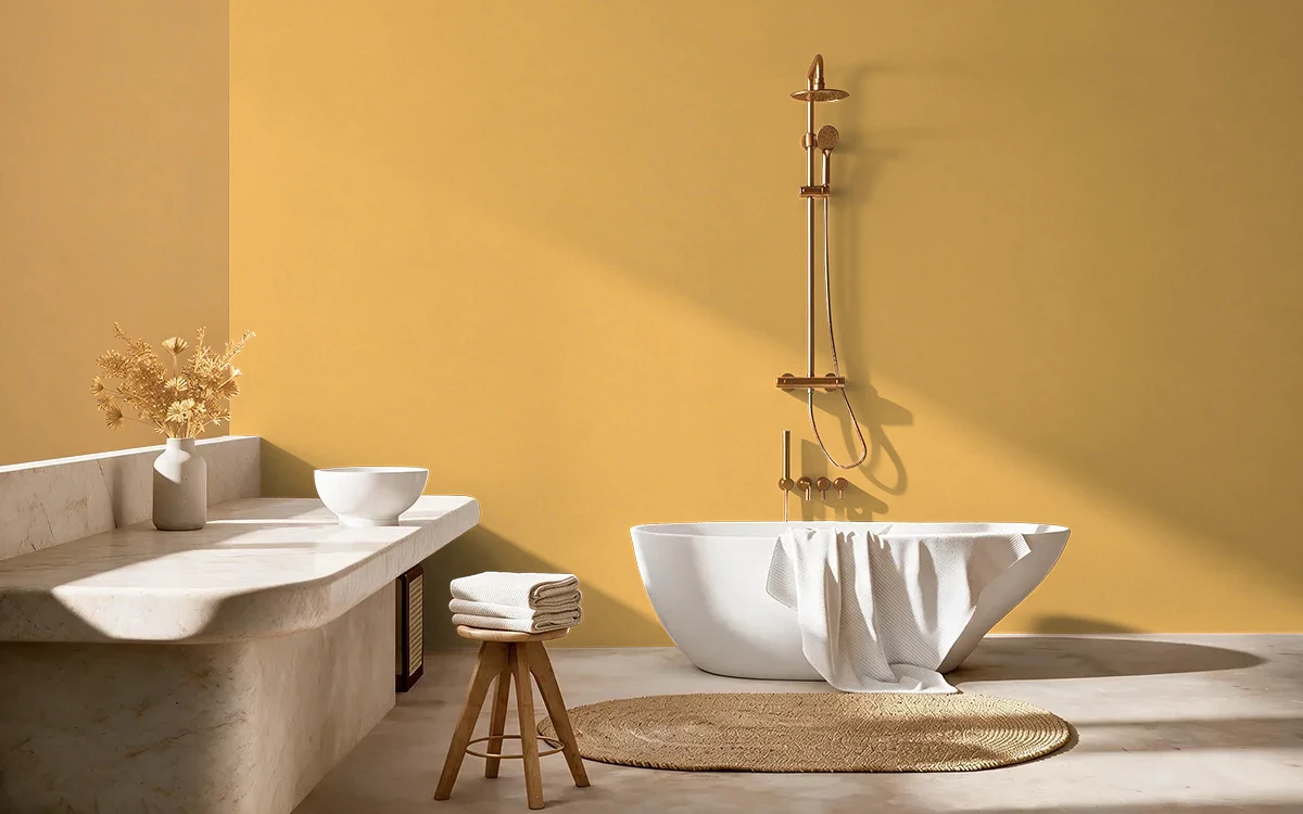 Nippon Paint's MANGO SLUSHEE color on different wall surfaces.