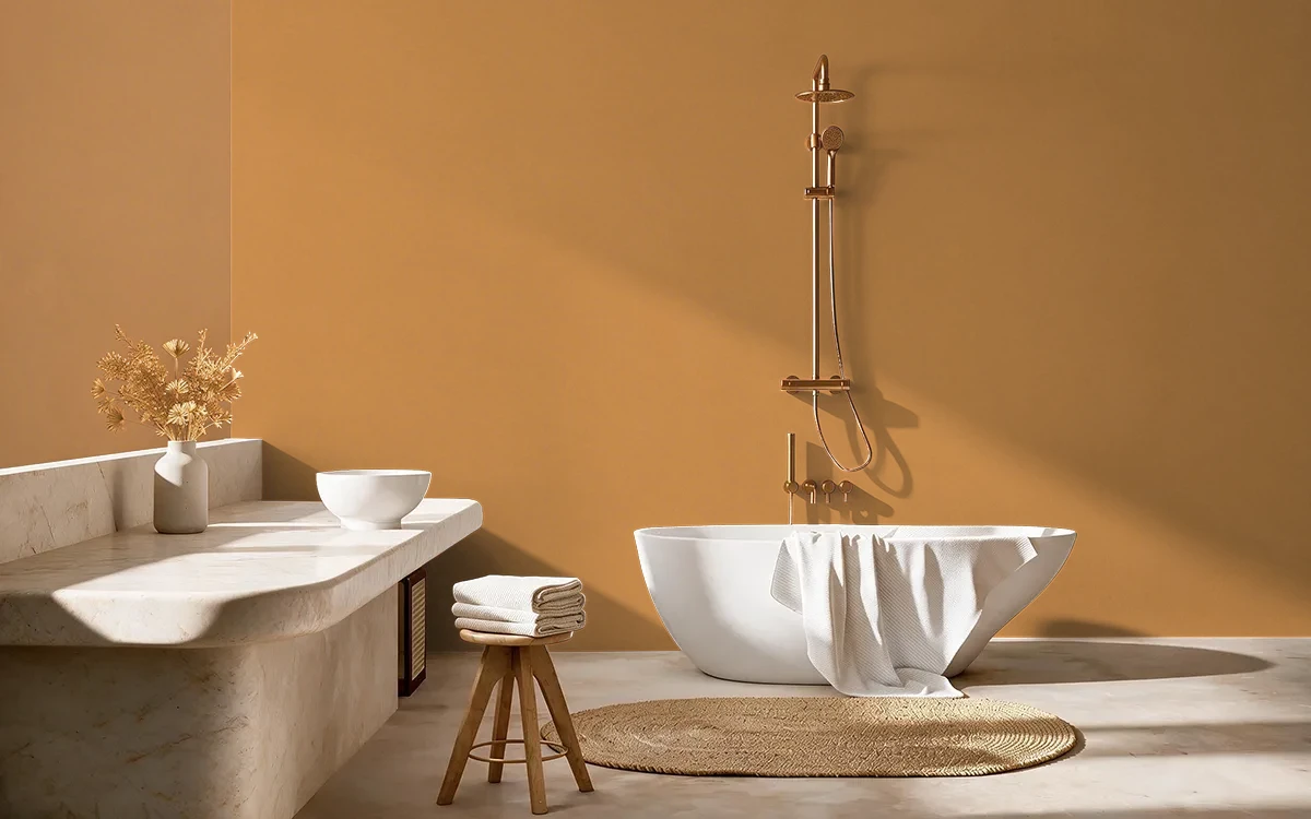 Nippon Paint's MANSION GOLD color on different wall surfaces.