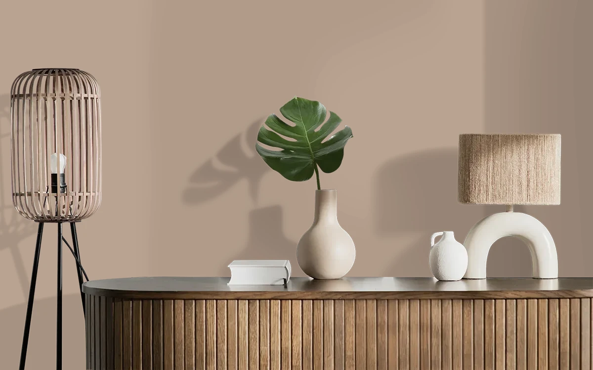 Nippon Paint's MAPLE BURST color on different wall surfaces.
