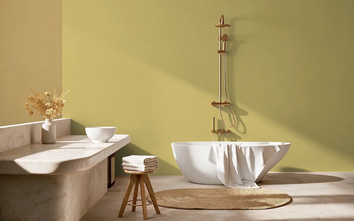 Nippon Paint's MARIGOLD MAGIC color on different wall surfaces.