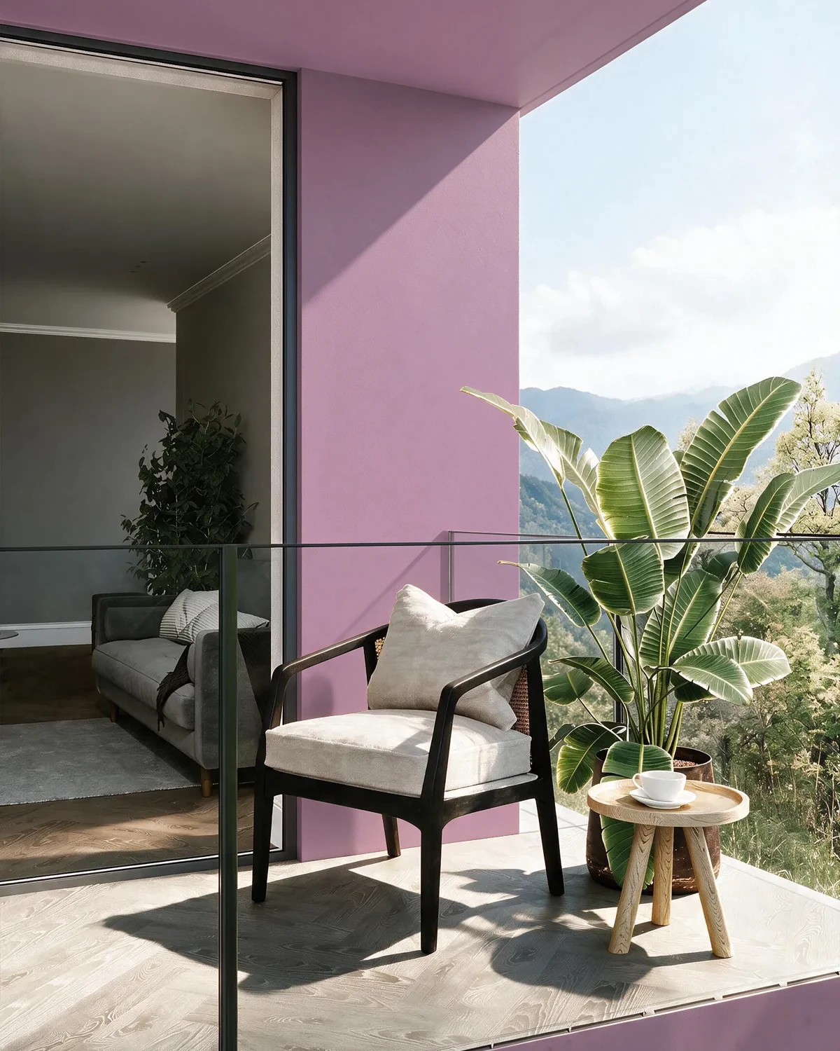 Nippon Paint's MARJORY PHLOX color on a beautifully decorated wall.