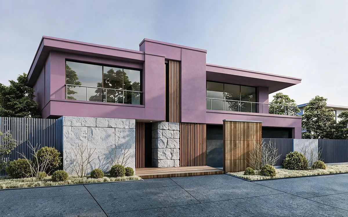 Nippon Paint's MARJORY PHLOX color on different wall surfaces.