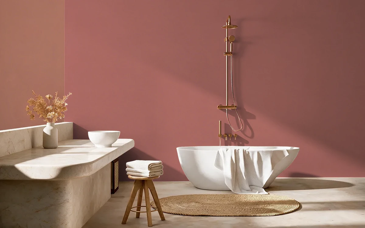 Nippon Paint's MAROON DUSK color on different wall surfaces.
