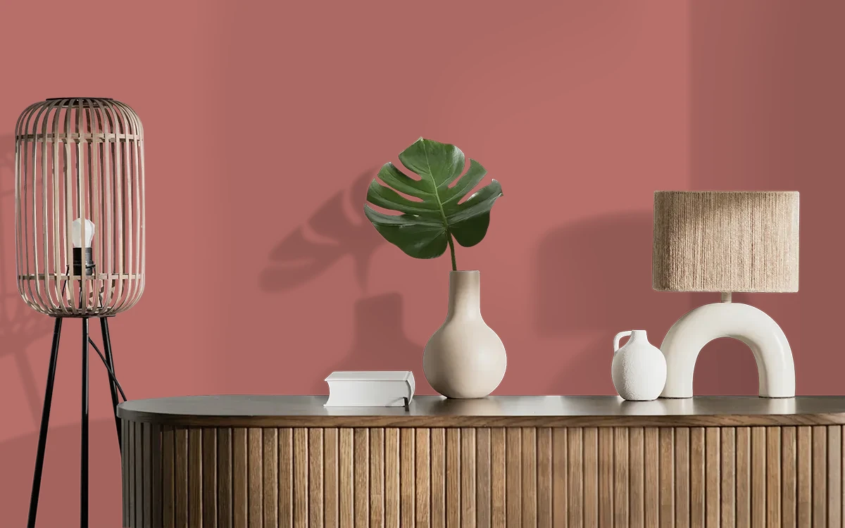 Nippon Paint's MAROON DUSK color on different wall surfaces.