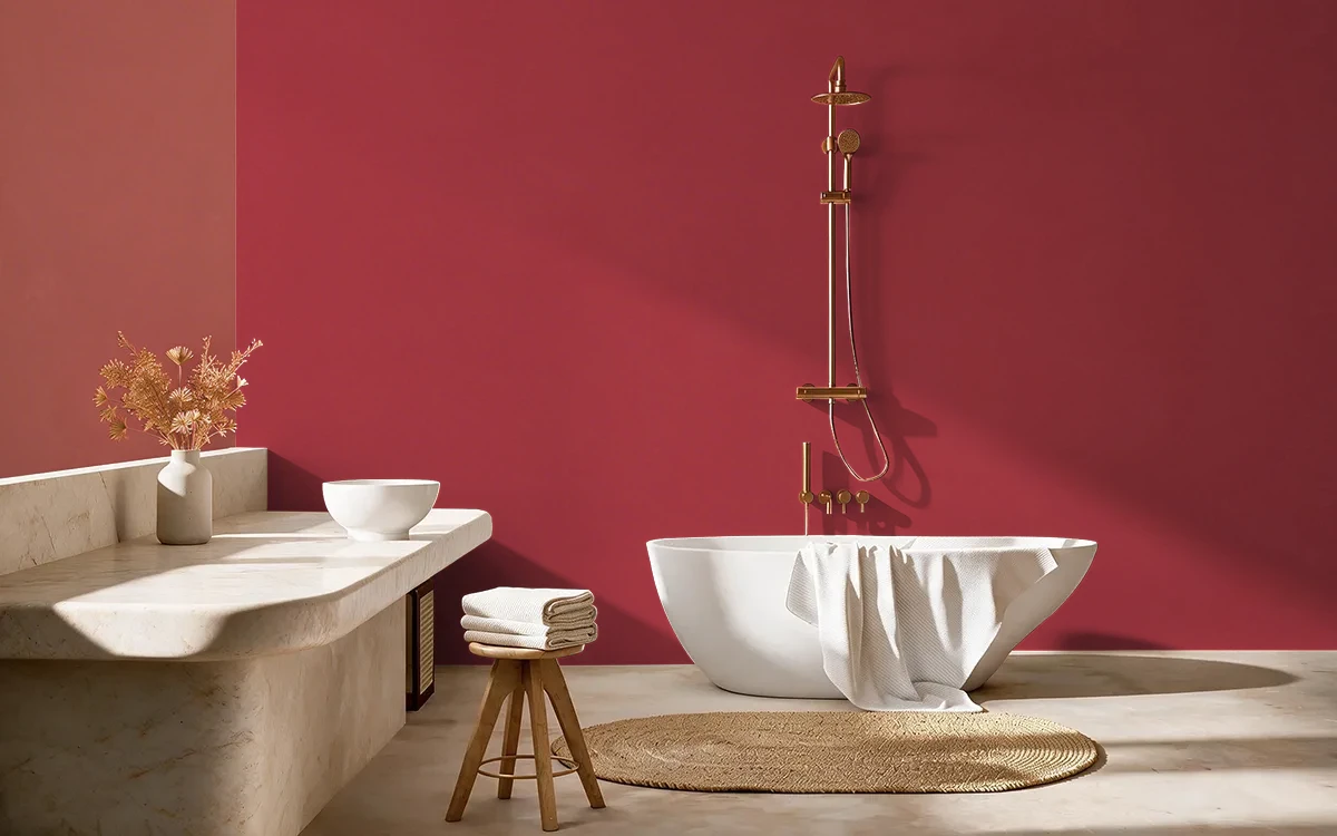 Nippon Paint's MARVELOUS RED color on different wall surfaces.