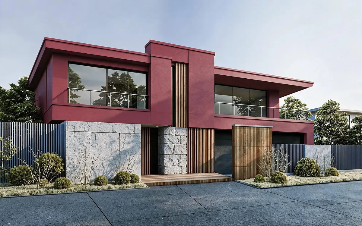 Nippon Paint's MARVELOUS RED color on different wall surfaces.