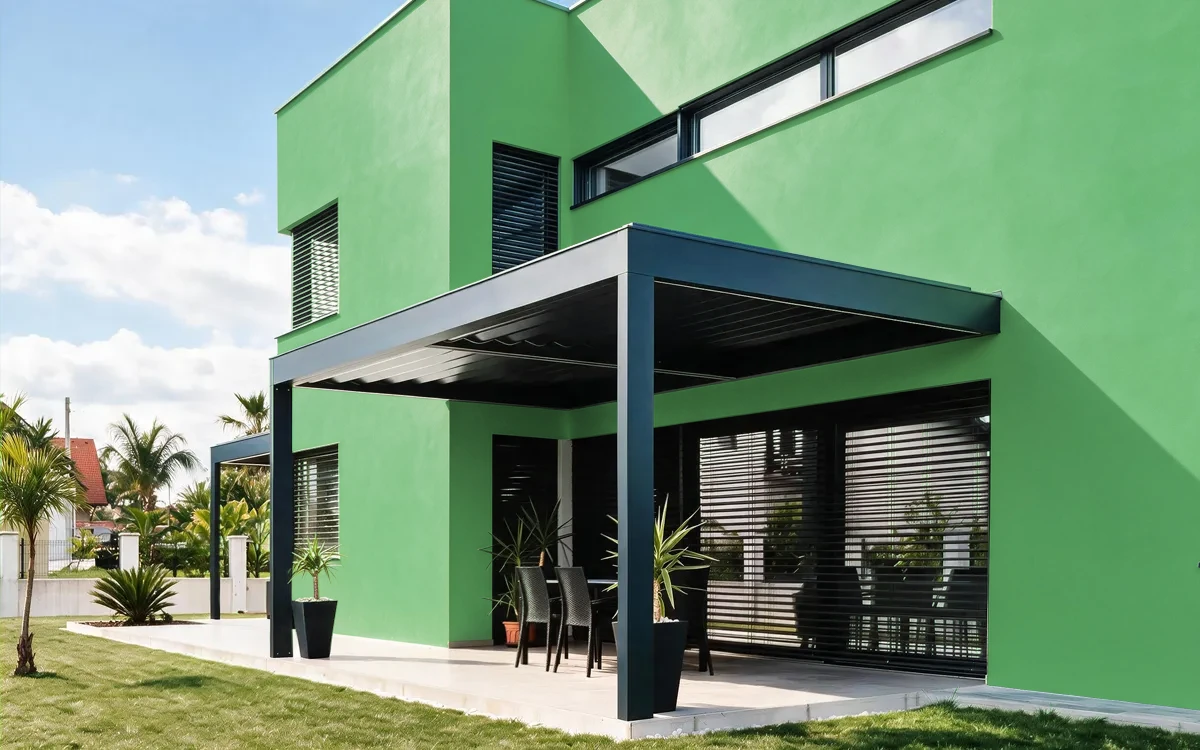 Nippon Paint's MATCHA GREEN color on different wall surfaces.