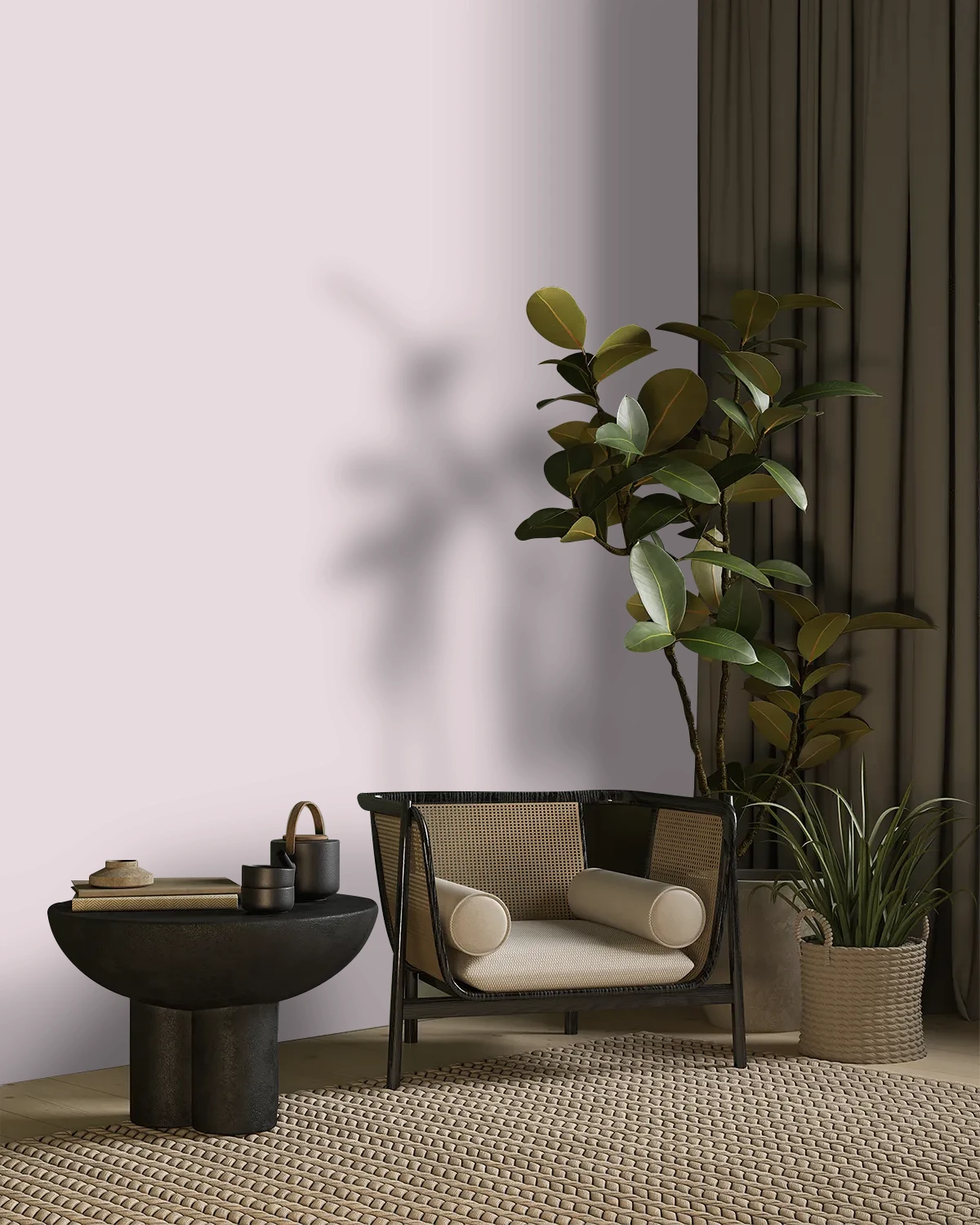 Nippon Paint's MAUVE DIGNITY color on a beautifully decorated wall.