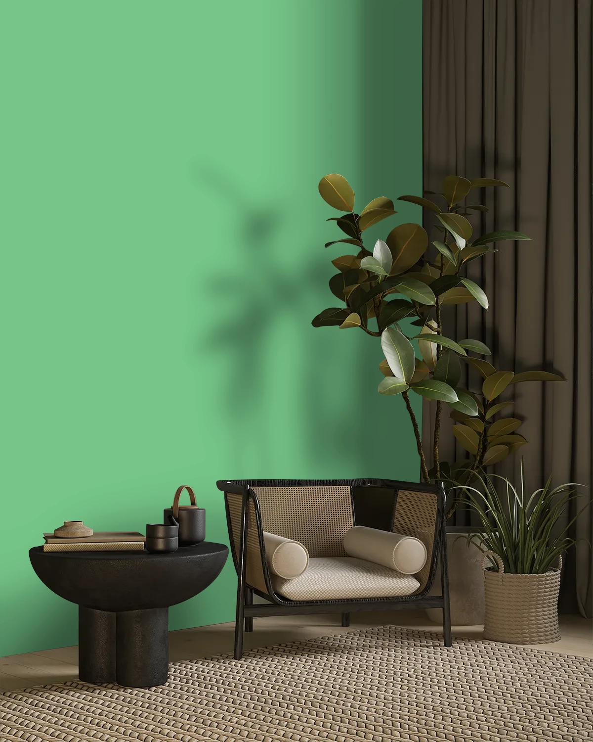 Nippon Paint's MEADOW BRIDGE color on a beautifully decorated wall.