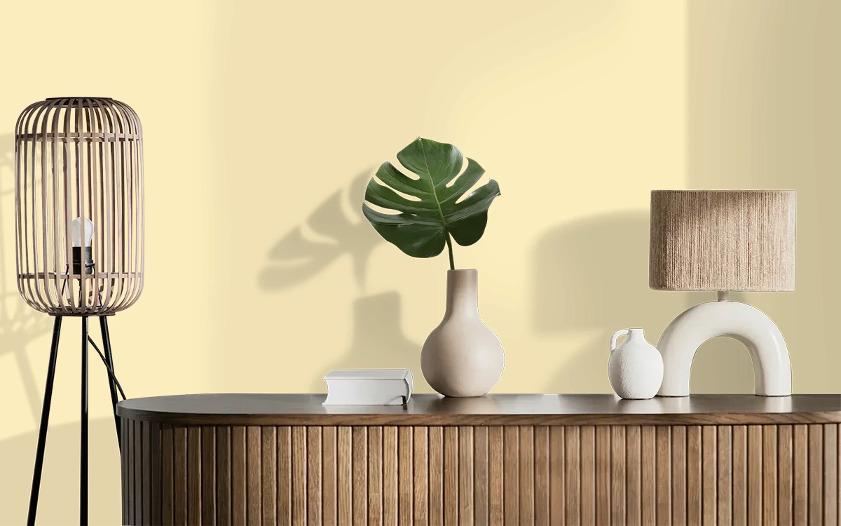 Nippon Paint's MELLOW YELLOW color on different wall surfaces.