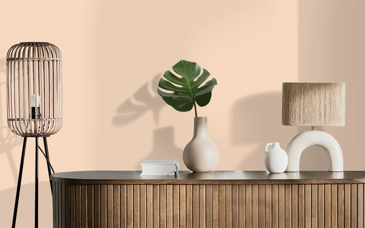 Nippon Paint's MELON SEED color on different wall surfaces.