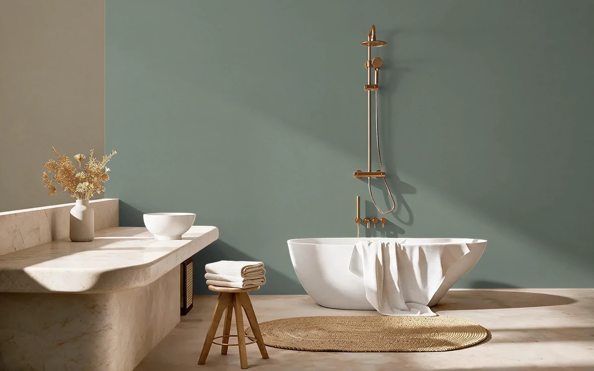 Nippon Paint's MERCHANT'S VENICE color on different wall surfaces.