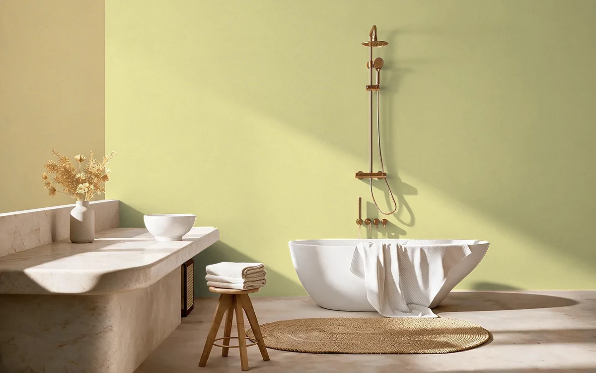 Nippon Paint's MERINGUE TART color on different wall surfaces.