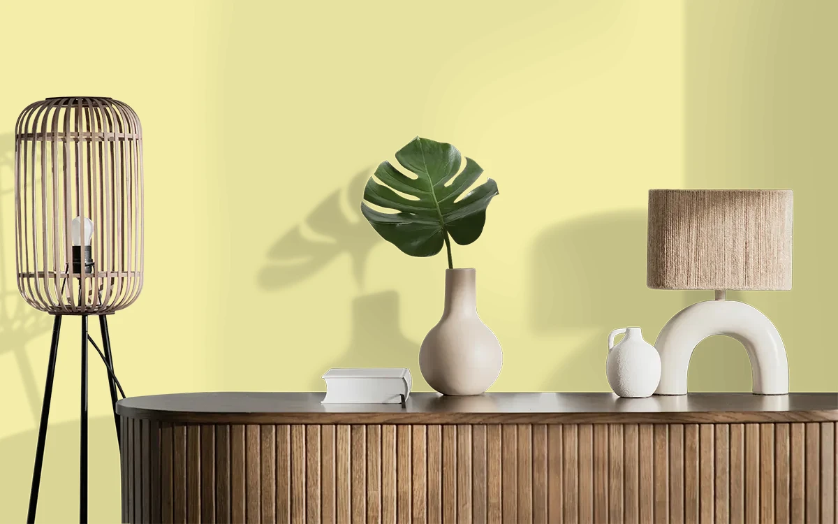 Nippon Paint's MERINGUE TART color on different wall surfaces.